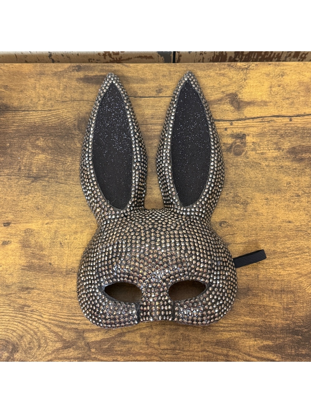 Black Rhinestone bunny rabbit half-face mask, cosplay, costume, Halloween
